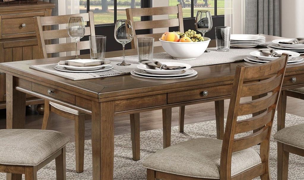 5pc Wooden Dining Table Set with Fabric Upholstered Chairs H570
