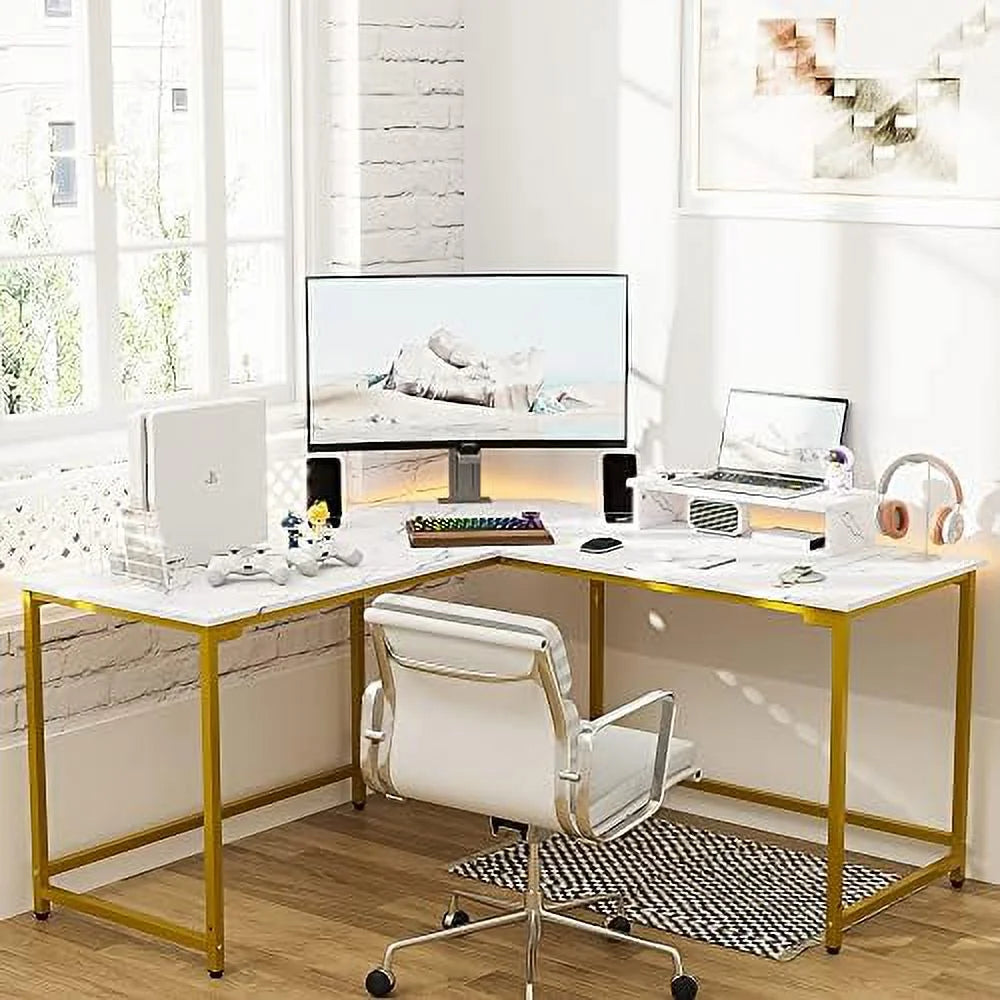 59" L Shaped Corner Computer Desk with Monitor Stand Y384432