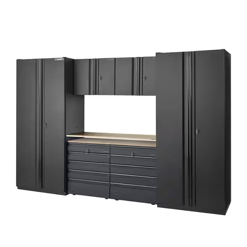 7-Piece Heavy Duty Welded Steel Garage Storage System in Black I53687