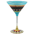 Set of 2 Blue Mosaic Hand Painted Martini Drinking Glasses B161