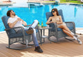 3 Piece Rattan Outdoor Rocking Bistro Set with Cushions E498261