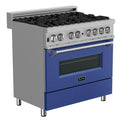 36 in. Gas Burner Electric Oven Stainless Blue Matte Door G23837