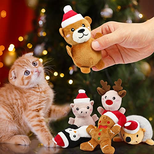 6 PCS Christmas Catnip Plush Animal Toy Set U61198