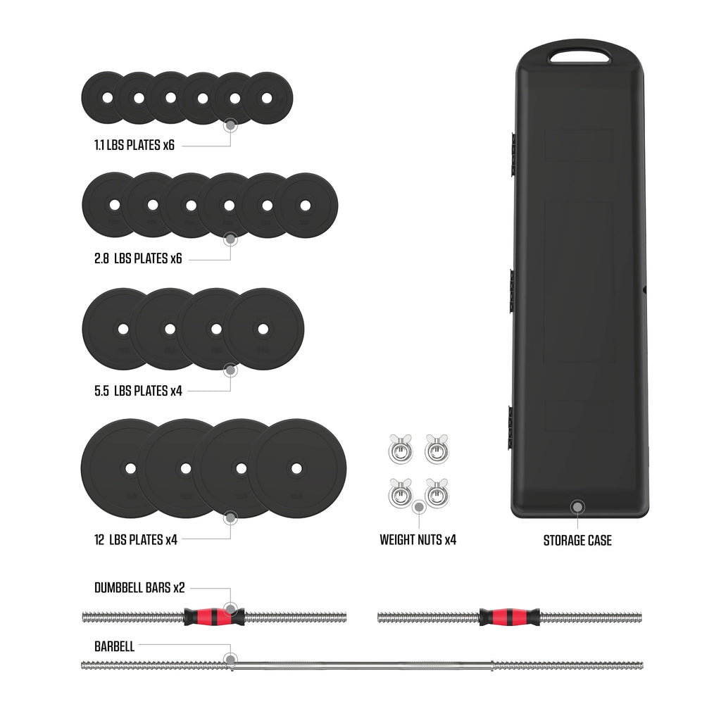 2-in-1 Adjustable Dumbbell and Barbell Set, 100lbs., Black Y691