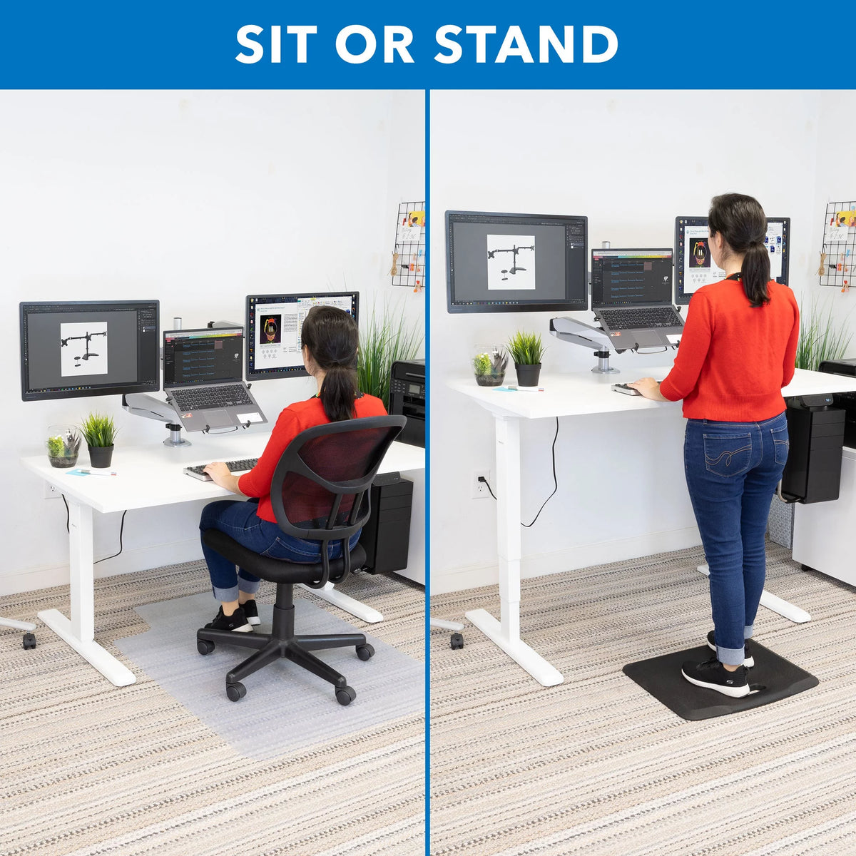 Electric Standing Desk Frame with 55" Desktop, White L4718