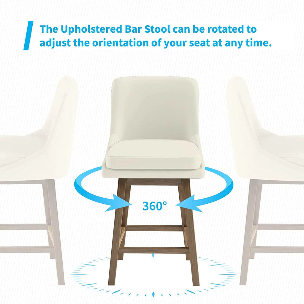 26" Swivel Solid Wood Faux Leather Bar Stools Set of 4 R114910