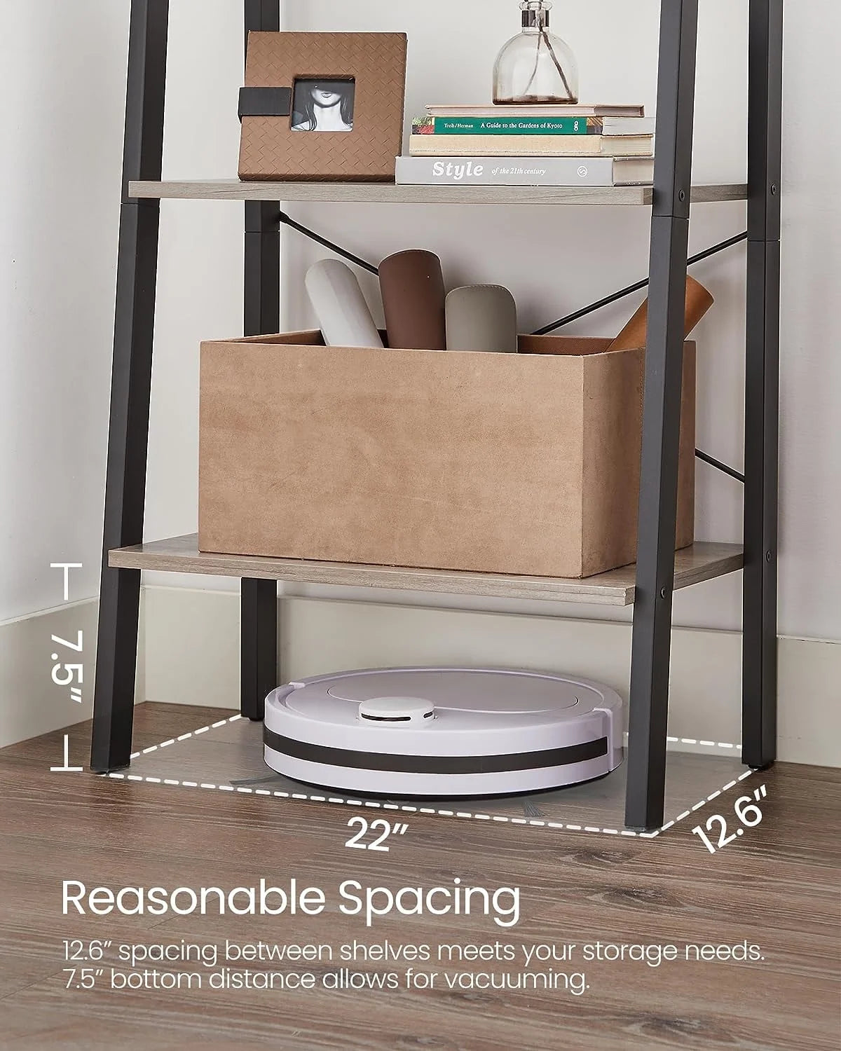 4-Tier Ladder Bookshelf with Steel Frame J89120