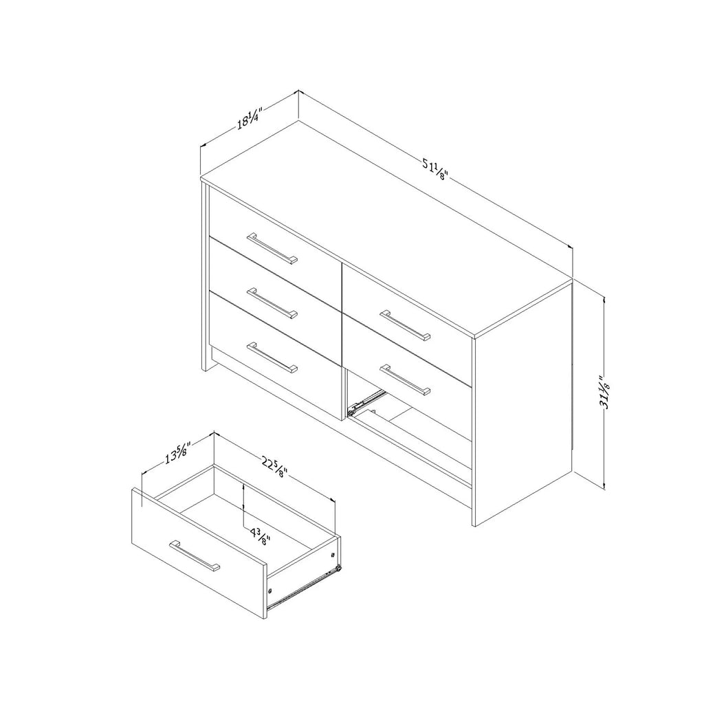 6 Drawer Double Dresser L1480