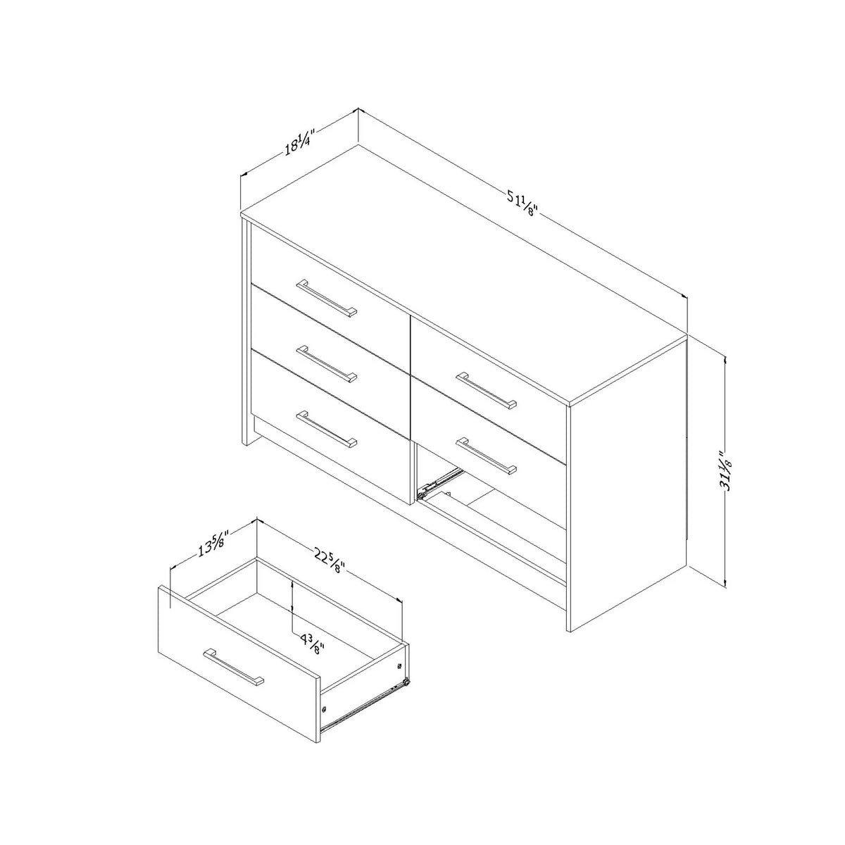 6 Drawer Double Dresser L1480