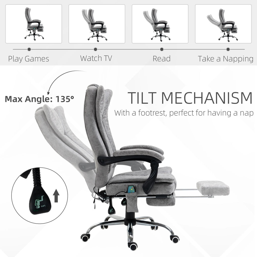 Gray Microfiber High Back Office Chair with Massage and Footrest L568