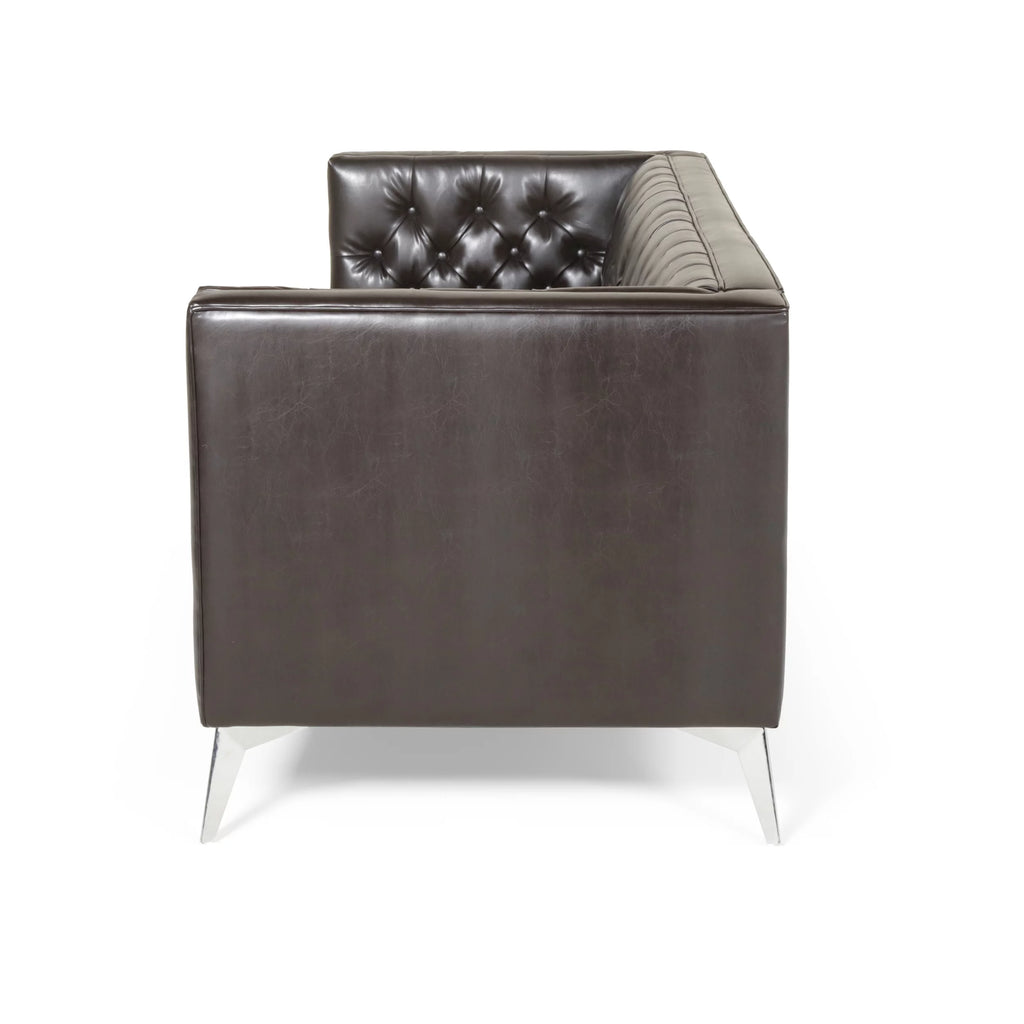 Brown Faux Leather Tufted Sofa K62821