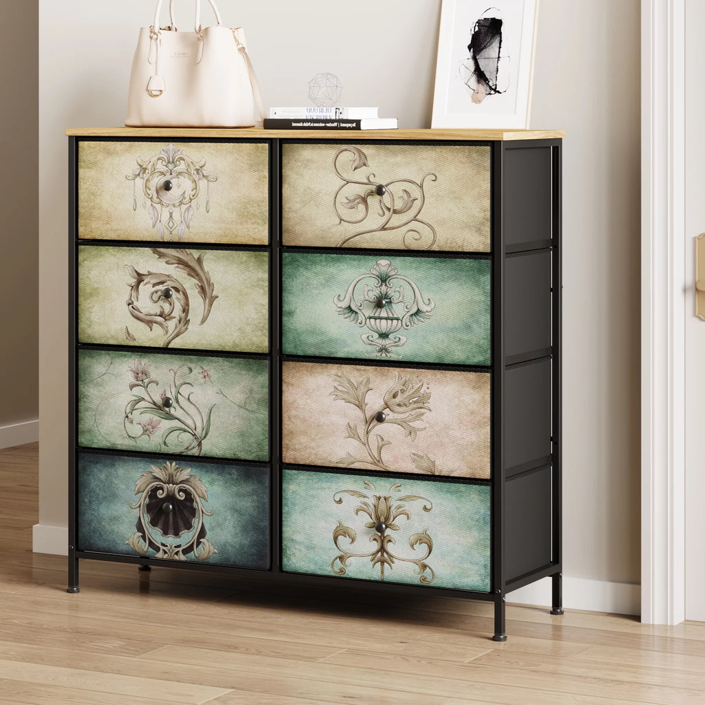 9 Drawer Dresser with Fabric Drawers O132