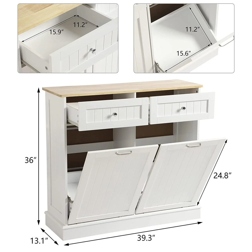 White Double Tilt Out Trash Cabinet with Drawer K178410