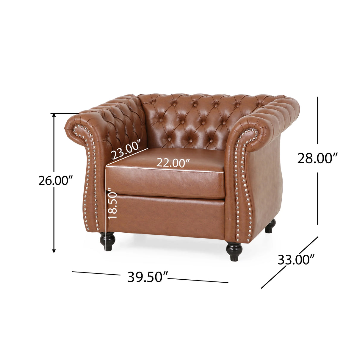 Cognac Brown and Dark Brown Chesterfield Club Chair F266