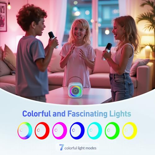 Portable Bluetooth Karaoke Speaker with 2 Wireless Microphones and Party Lights S90280