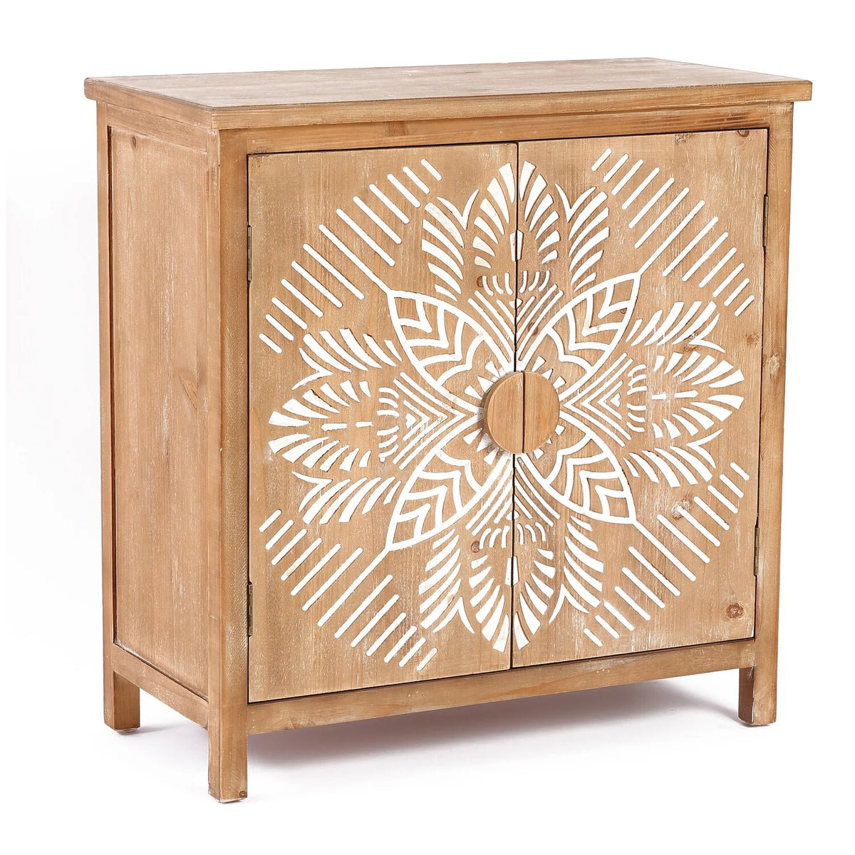 Natural Wood 2-Door Storage Cabinet Y78471