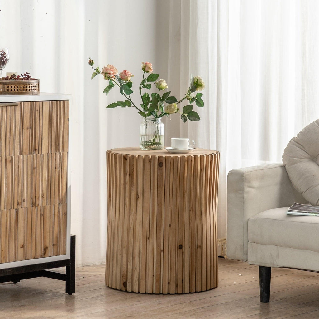 Cylindrical Coffee Table with Vertical Texture G30923