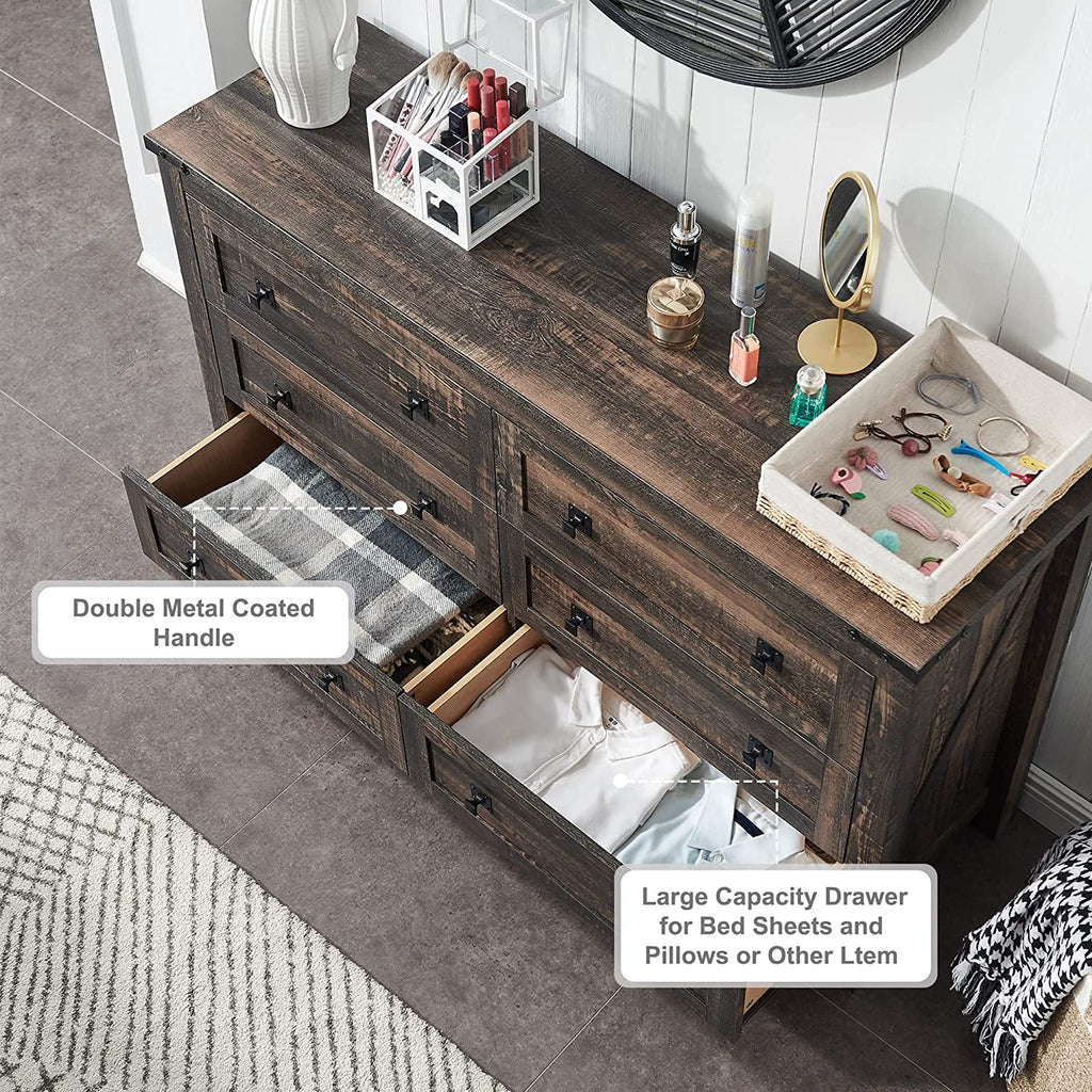 6 Drawer Wood Dresser J225
