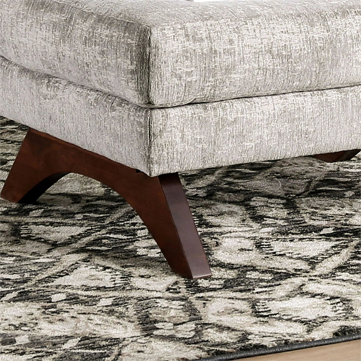 Gray Wooden Feet Ottoman X43290