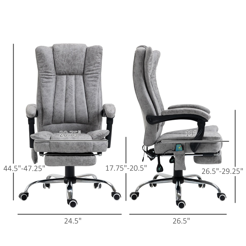 Gray Microfiber High Back Office Chair with Massage and Footrest L568