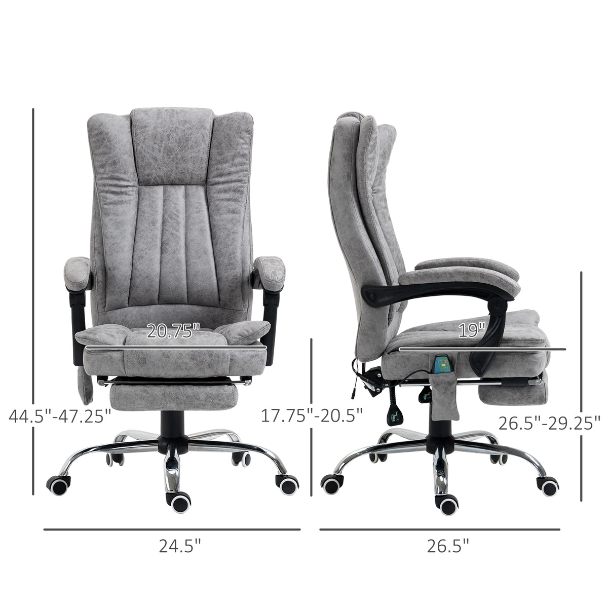Gray Microfiber High Back Office Chair with Massage and Footrest L568