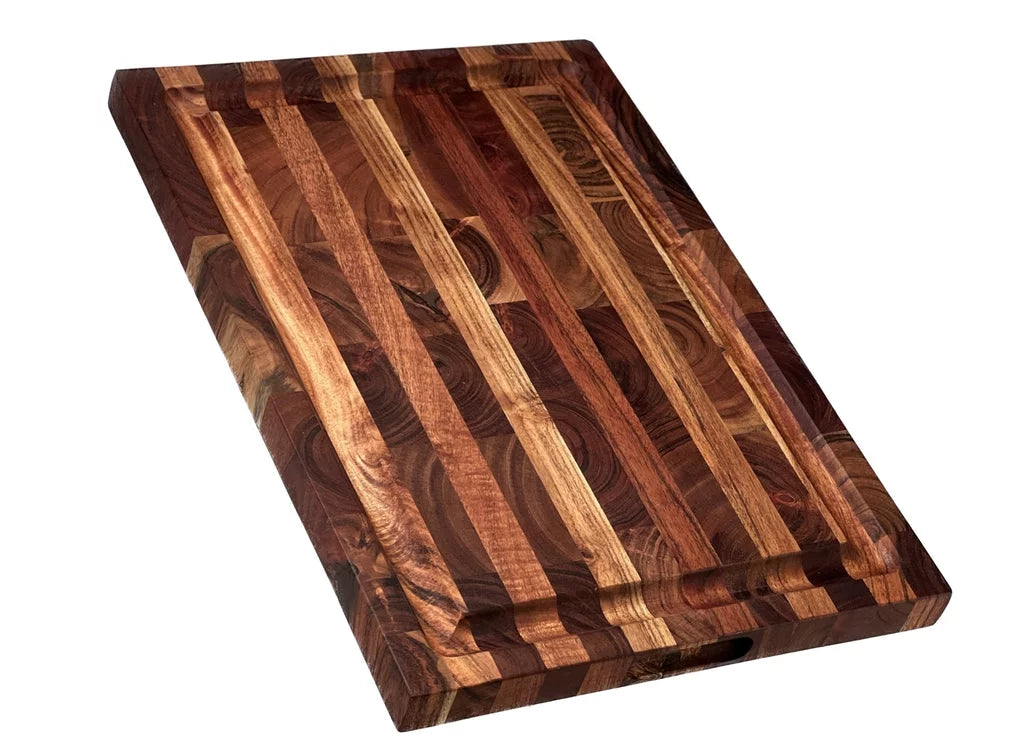 Acacia Hardwood End Grain Cutting Board with Juice Groove D7447