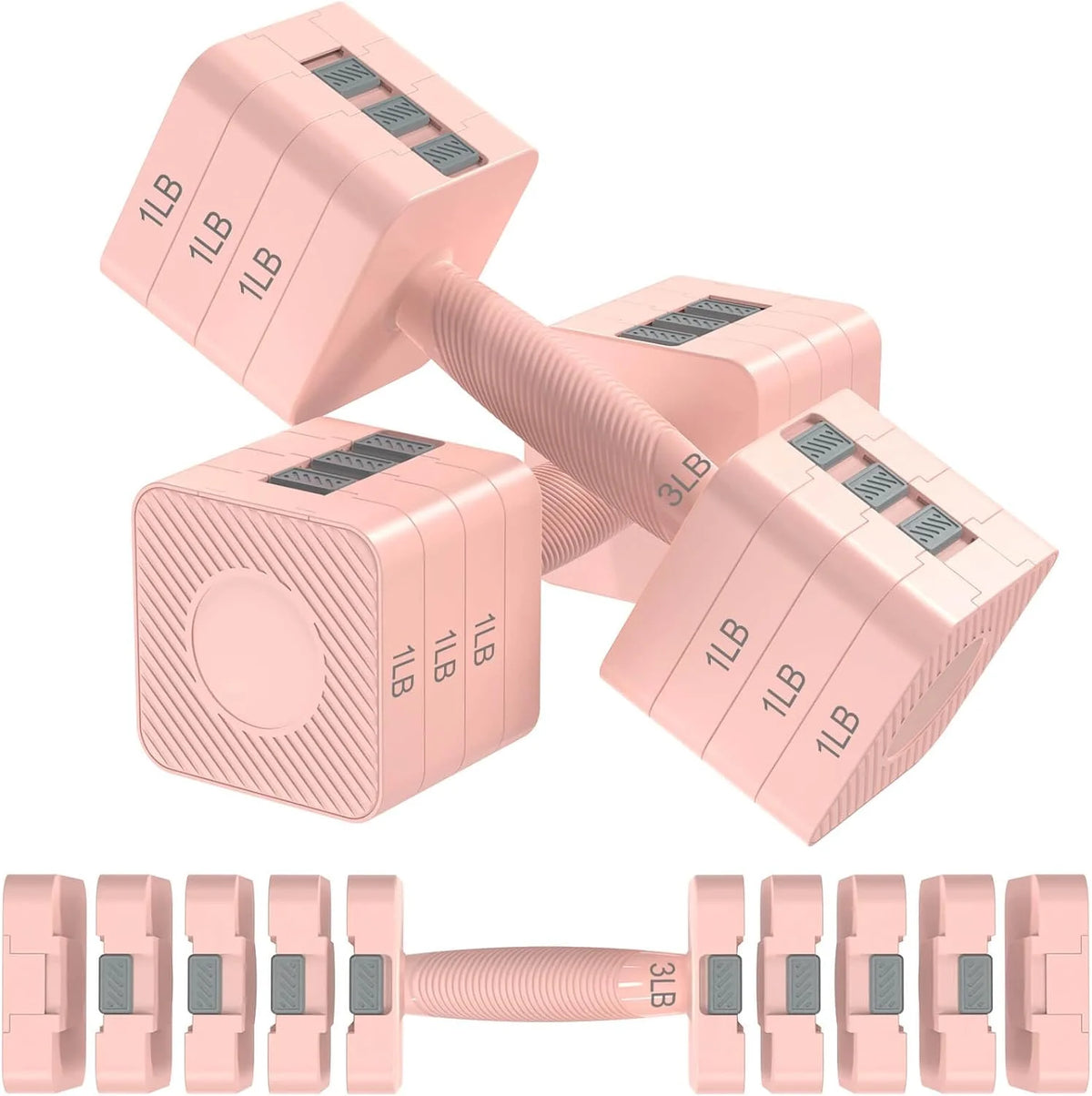 Adjustable Dumbbells Set of 2, 5 Levels 3lb-11lb I4129