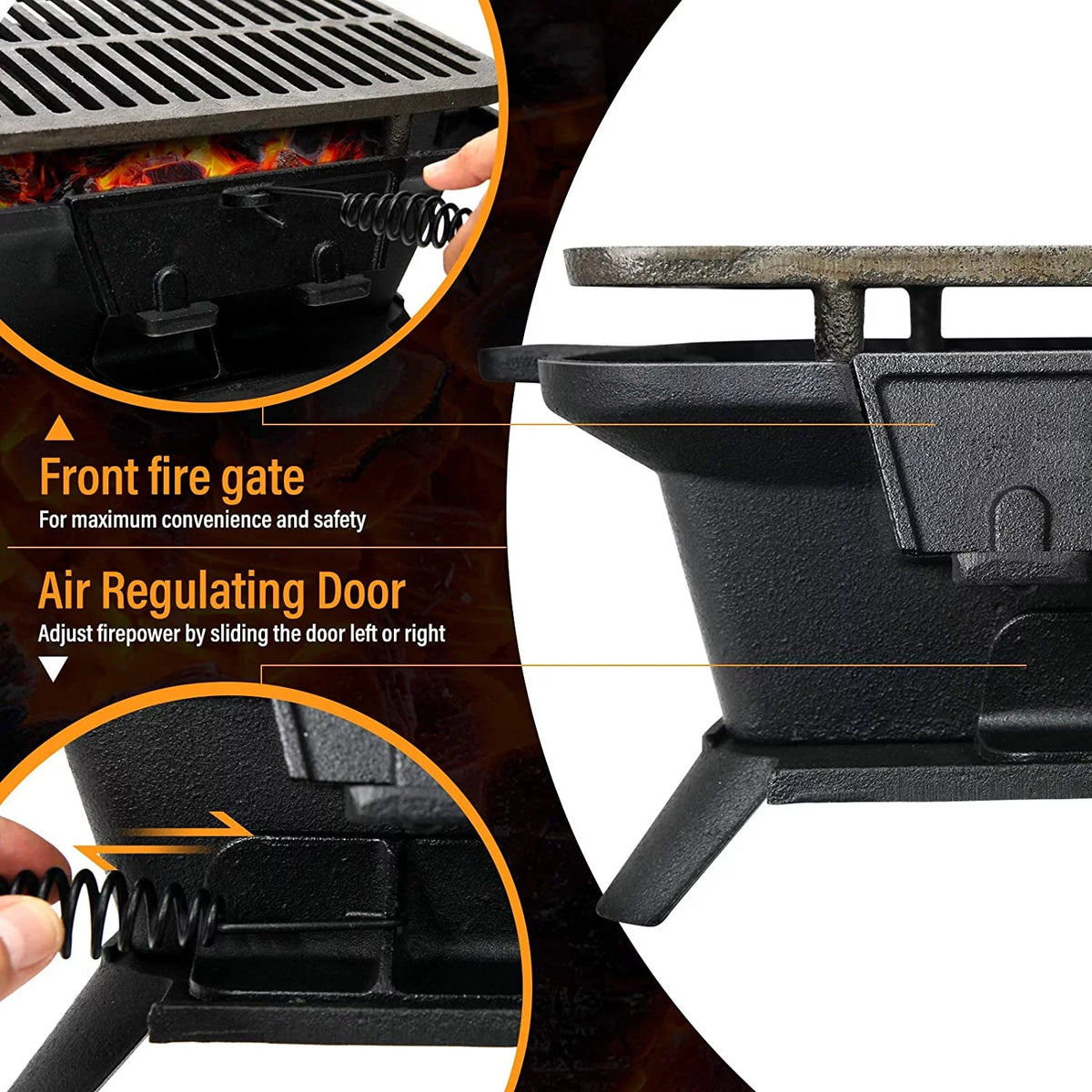 Charcoal Grill, Portable BBQ Grill with Double-sided Grilling Net I48540