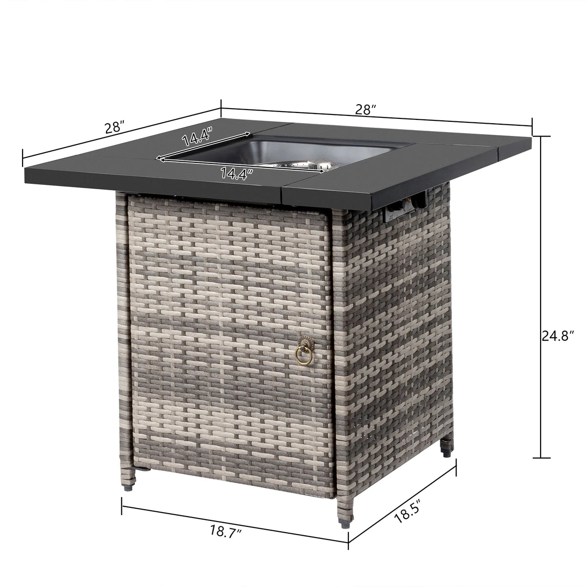 28 Gas Outdoor Fire Pit Table 50,000 BTU Auto-Ignition Propane Wicker Gray M686858