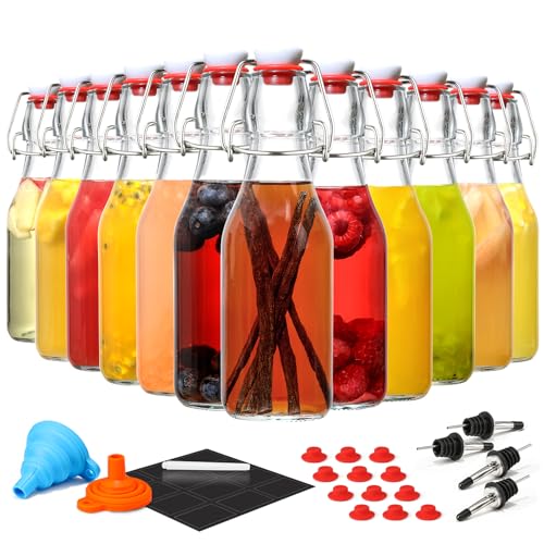 8 Pack 8.5oz Flip Top Glass Bottles J927