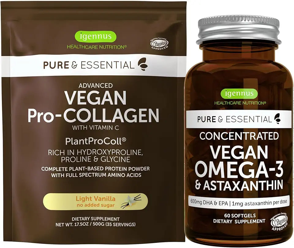 Vegan Vanilla Collagen Protein Powder & Vegan Omega-3 Bundle J91973