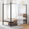 Queen Size 4-Post Canopy Metal Bed Frame Y87083