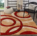 5x7 Dark Red Circles Area Rug H165