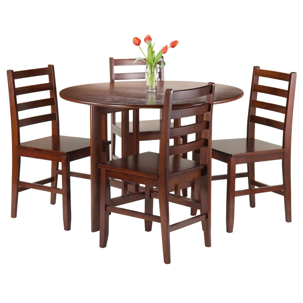 5 Pc Walnut Drop Leaf Dining Set C195