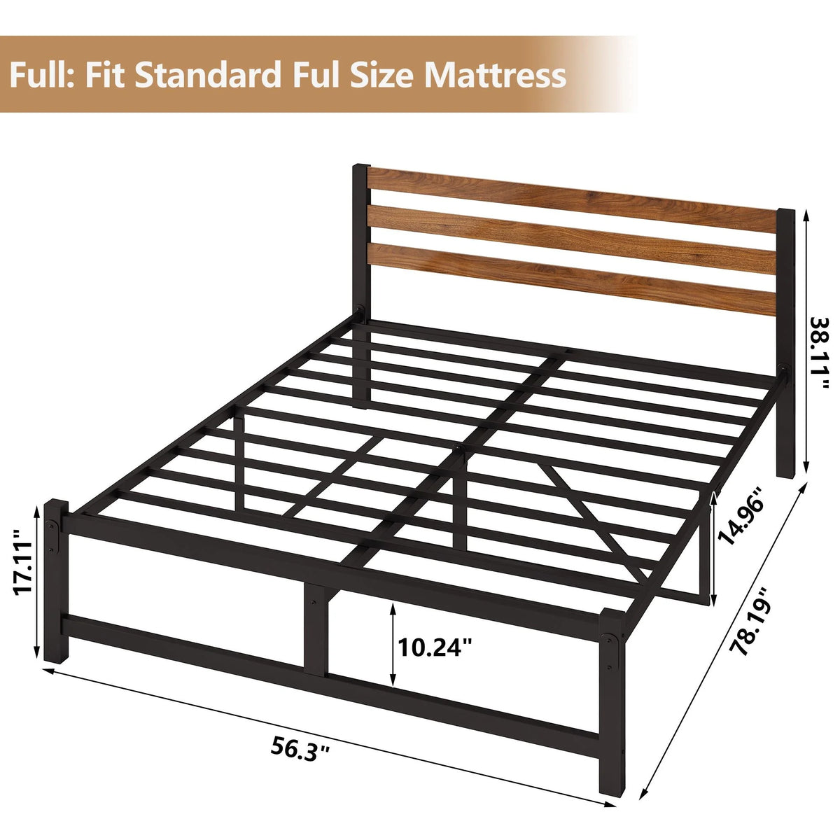 Queen Platform Bed Frame with Headboard E55332