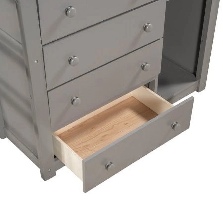 Twin Over Full Wooden Bunk Bed with 6 Storage Drawers and 3 Shelves, Gray I2341