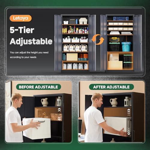 Black Metal Garage Storage Cabinet with Lock J139