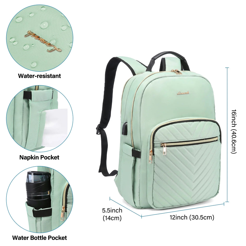 15.6" Quilted Laptop Backpack with USB I48910