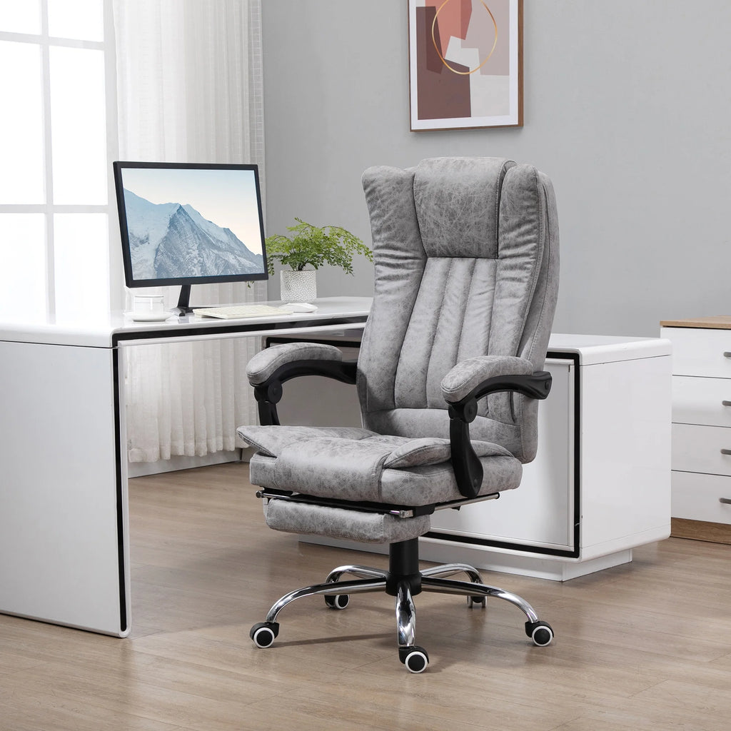 Gray Microfiber High Back Office Chair with Massage and Footrest L568