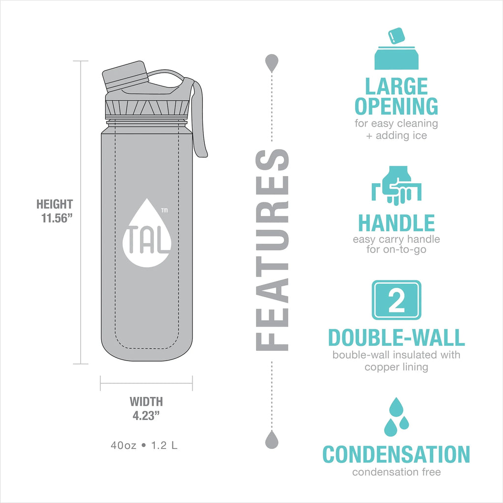 Stainless Steel Water Bottle 40 fl oz, Black S847