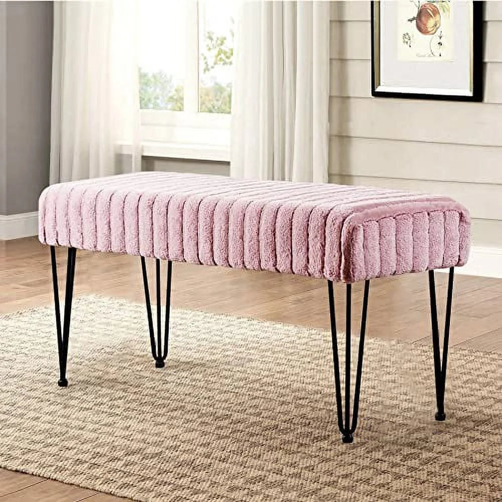 Fauxfur Ottoman 19" x 13" x 17" S18876