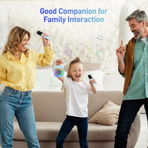 Portable Bluetooth Karaoke Speaker with 2 Wireless Microphones and Party Lights S90280