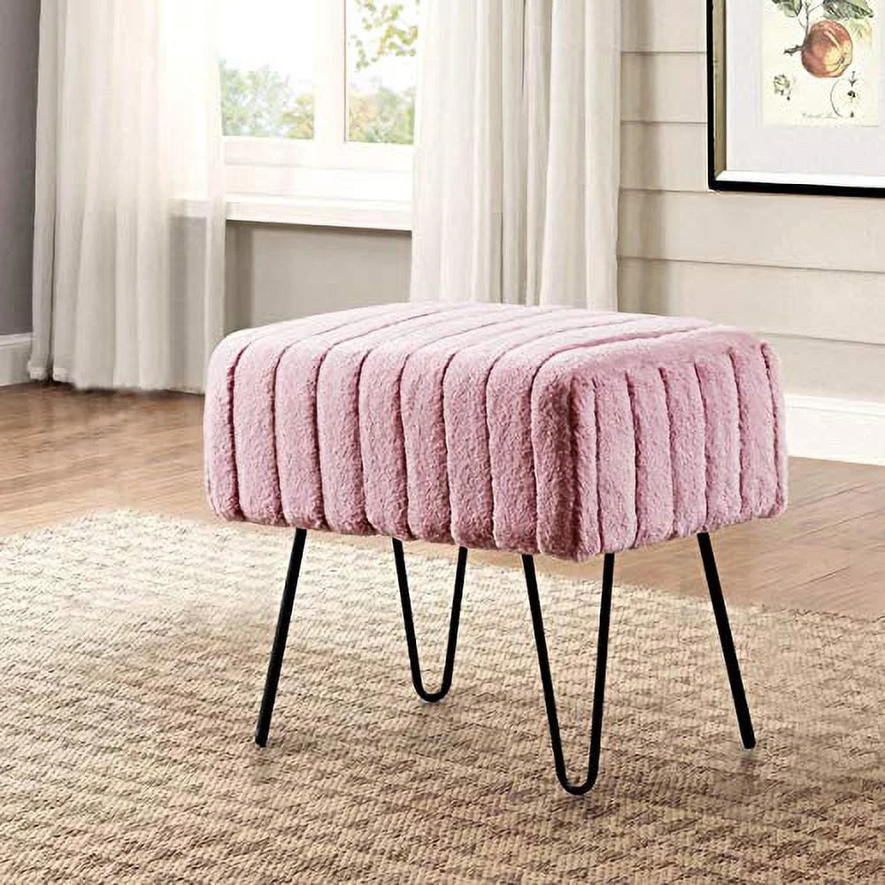 Fauxfur Ottoman 19" x 13" x 17" S18876