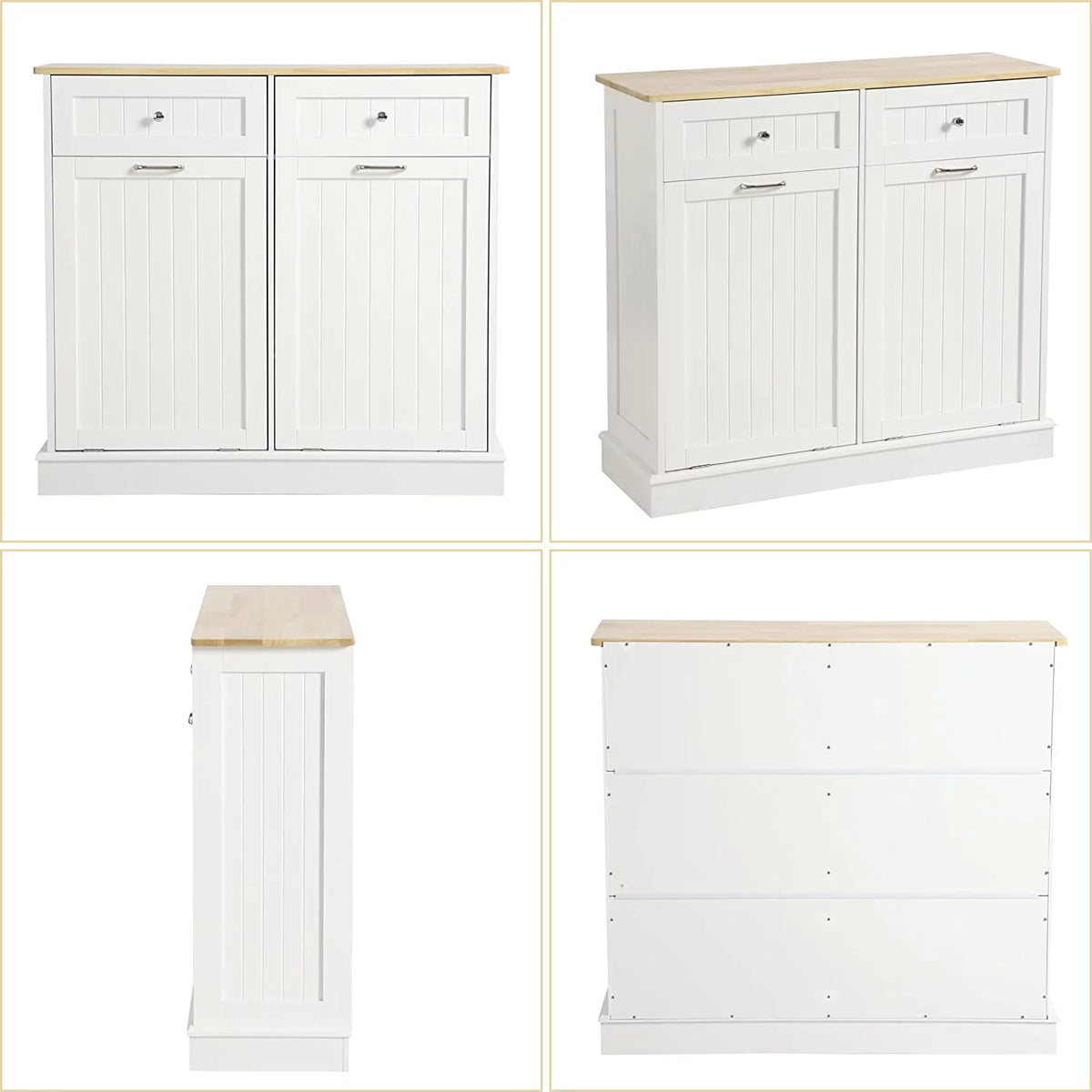 White Double Tilt Out Trash Cabinet with Drawer K178410