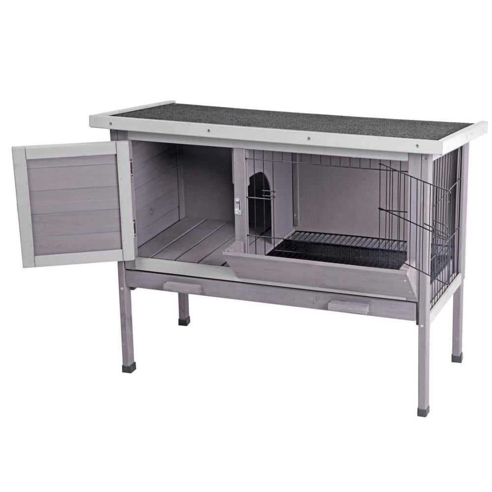 Outdoor Rabbit Hutch with Metal Wire Pan U32995
