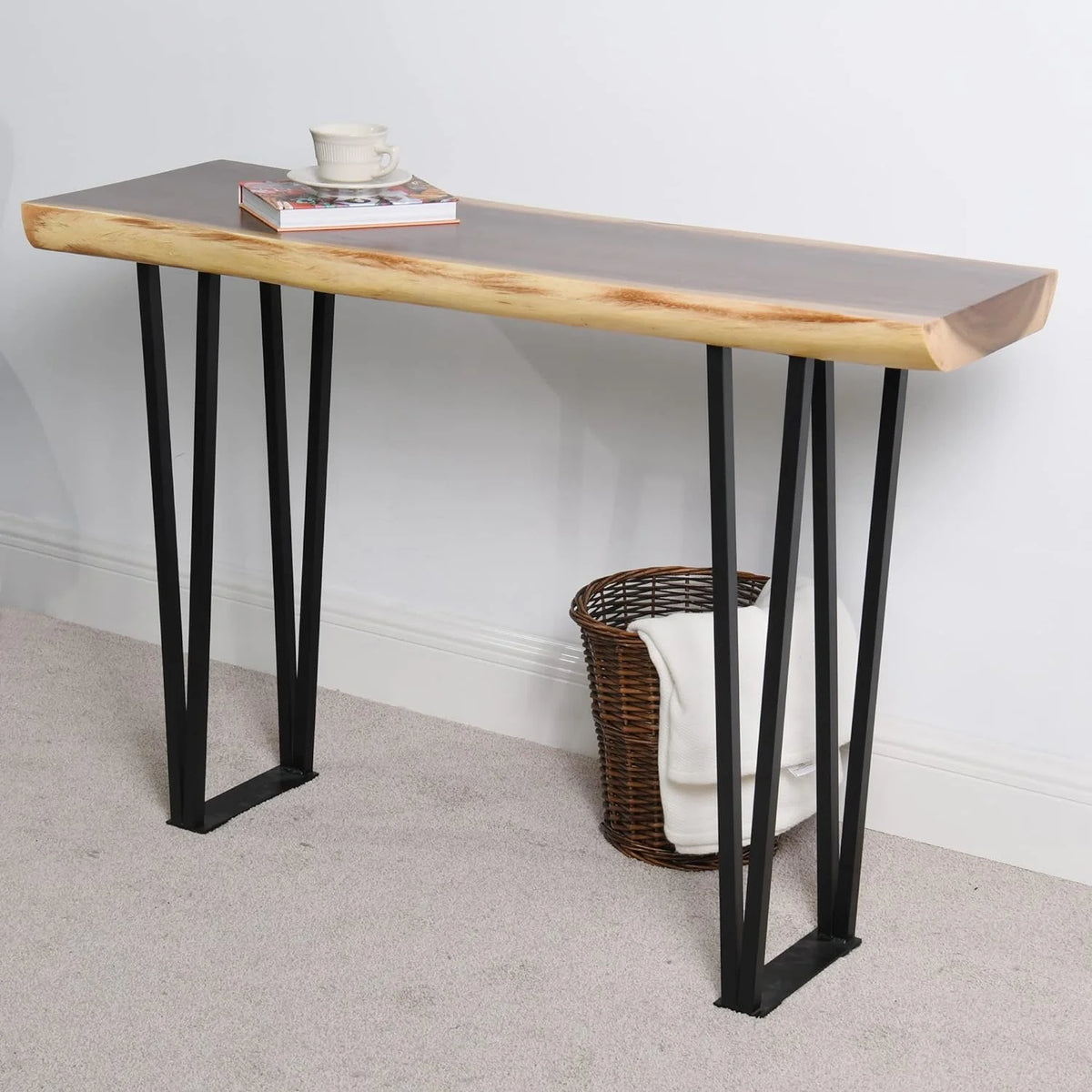 Solid Wood Console Table with Metal Legs F6583