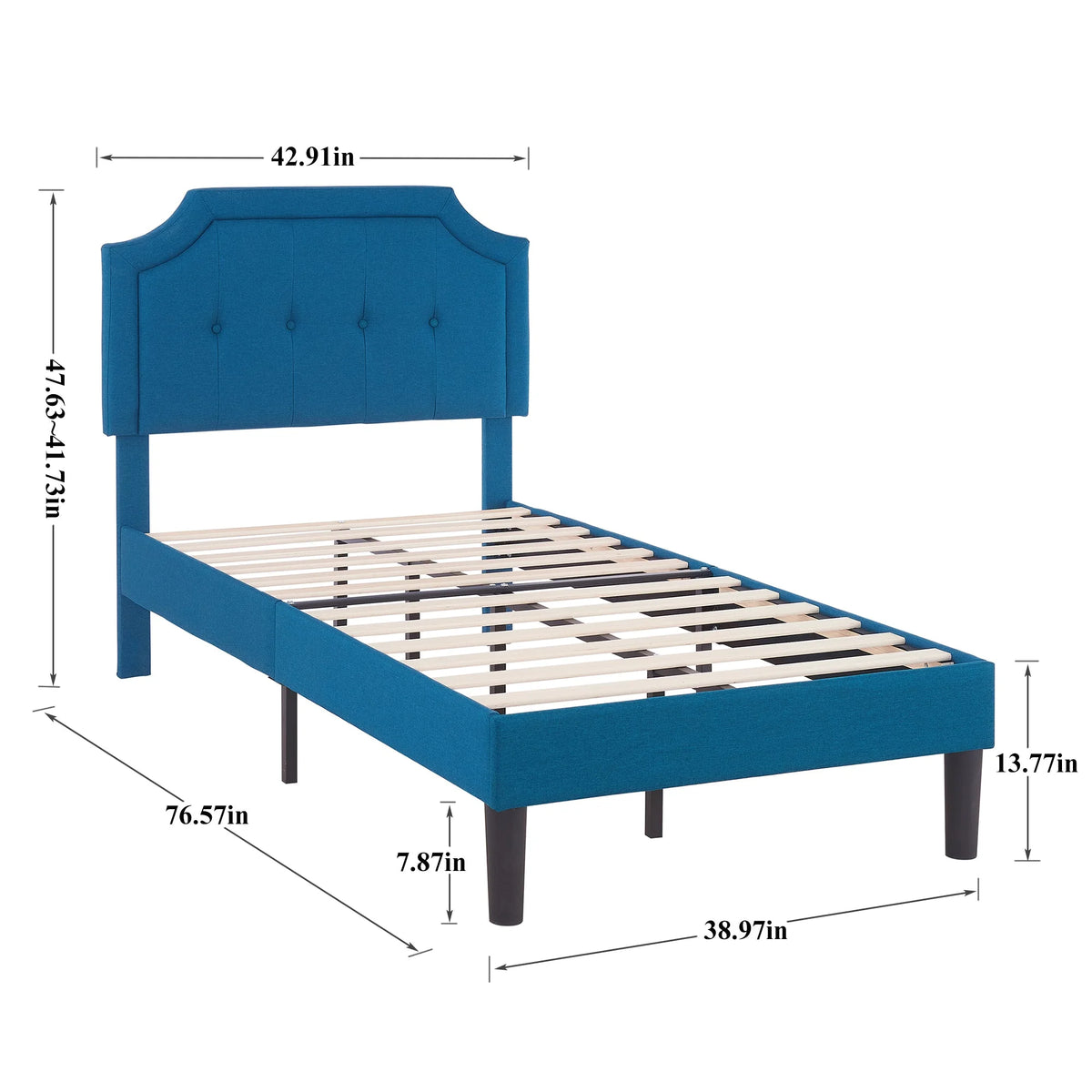 Twin Upholstered Platform Bed Frame with Adjustable Headboard A64988