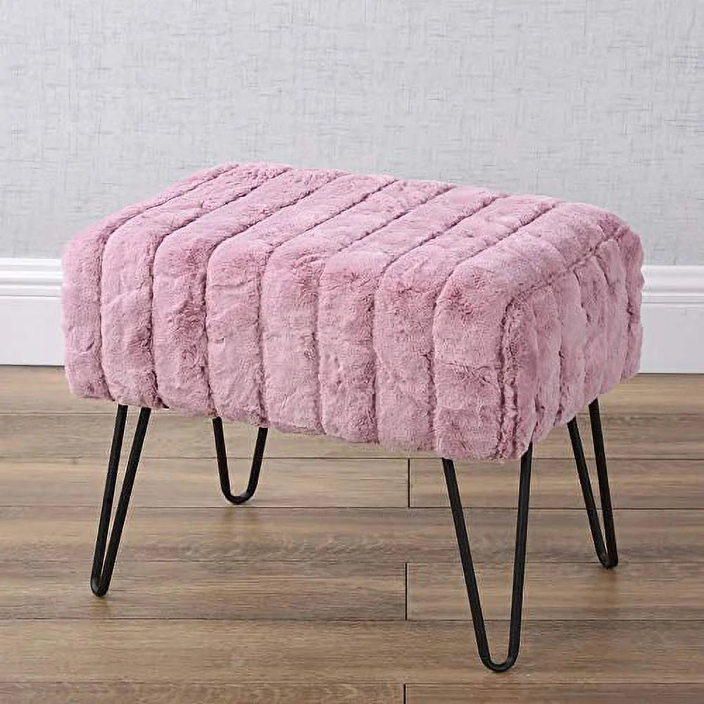 Fauxfur Ottoman 19" x 13" x 17" S18876