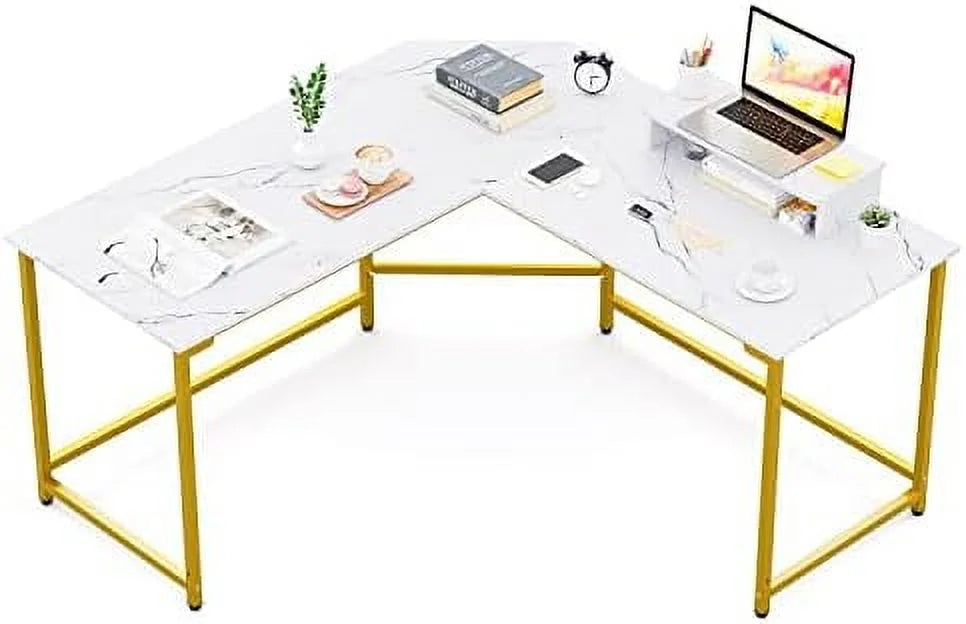 59" L Shaped Corner Computer Desk with Monitor Stand Y384432