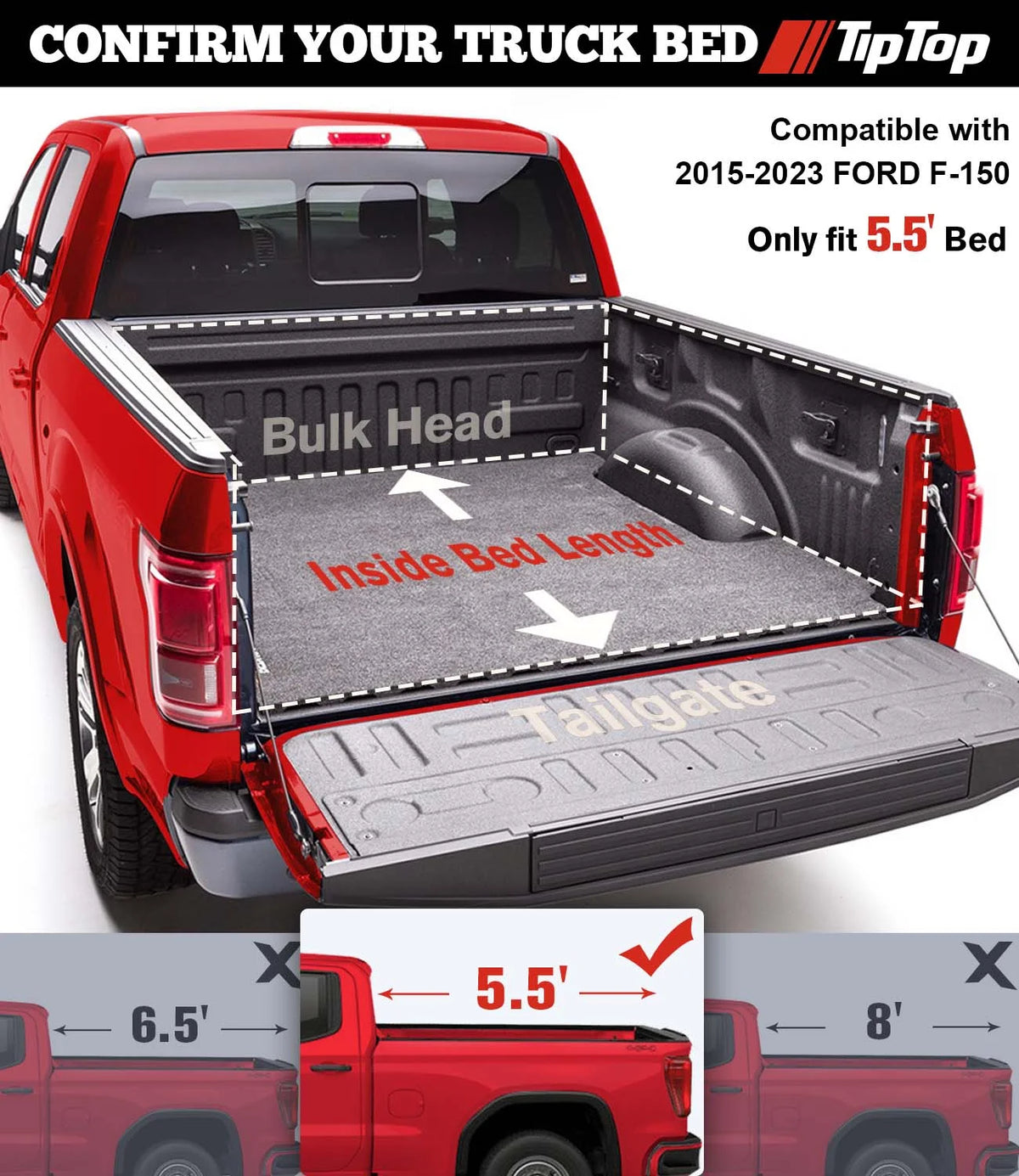 Tri-Fold Hard Tonneau Cover Truck Bed FRP 5.5ft Bed C826649